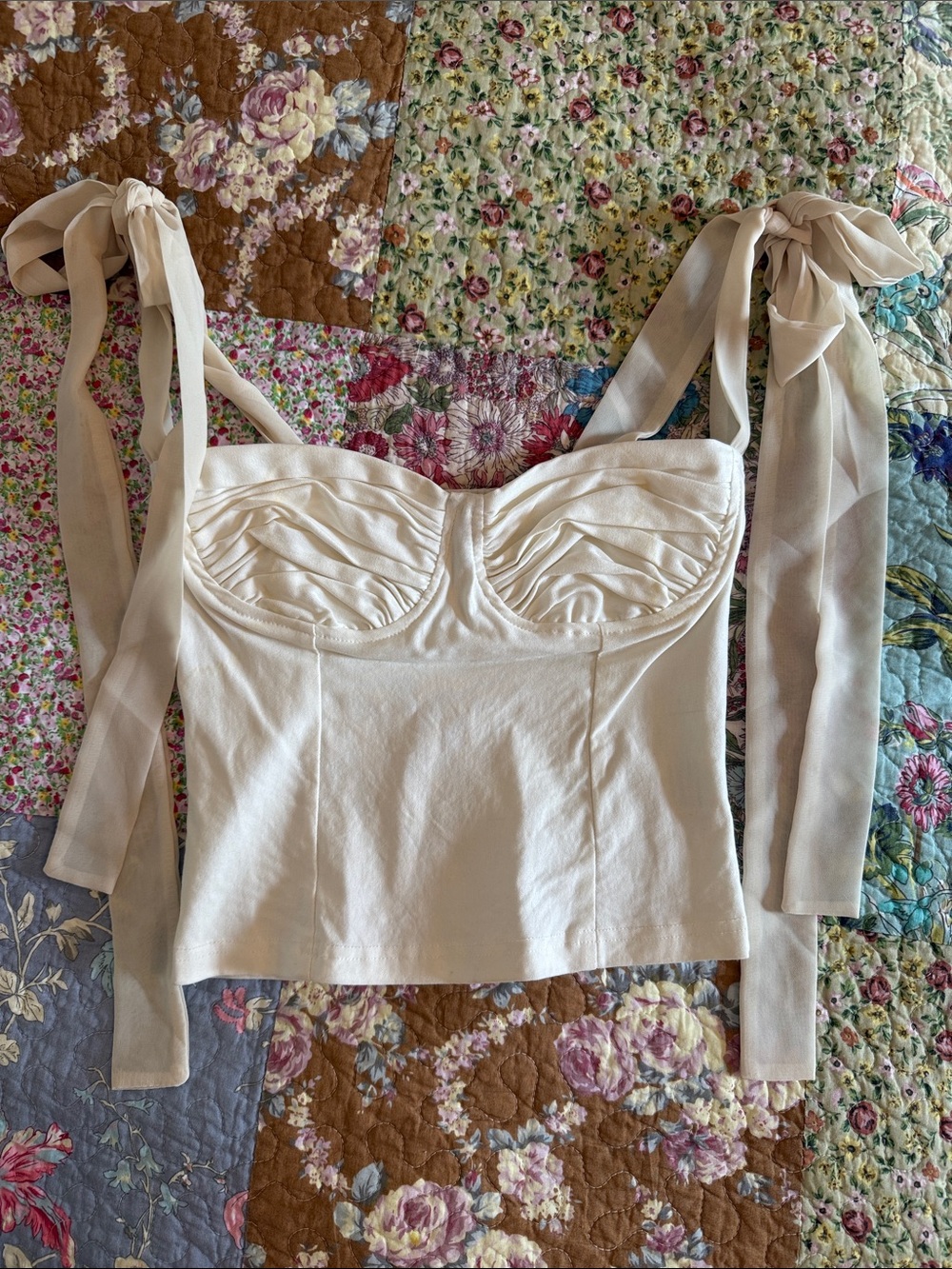 Vrg Grl Women’s Cream Tie-Shoulder Bustier Top